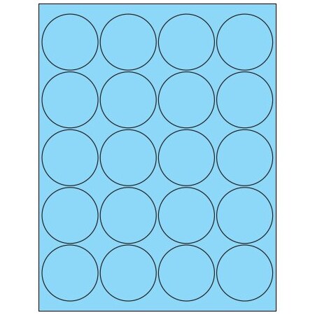 Bsc Preferred 2'' Fluorescent Pastel Blue Circle Laser Labels, 2000PK BUY00091486